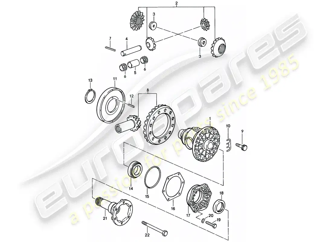 porsche 1986 (928) transmisión automática - diferencial - 2 diagrama de piezas