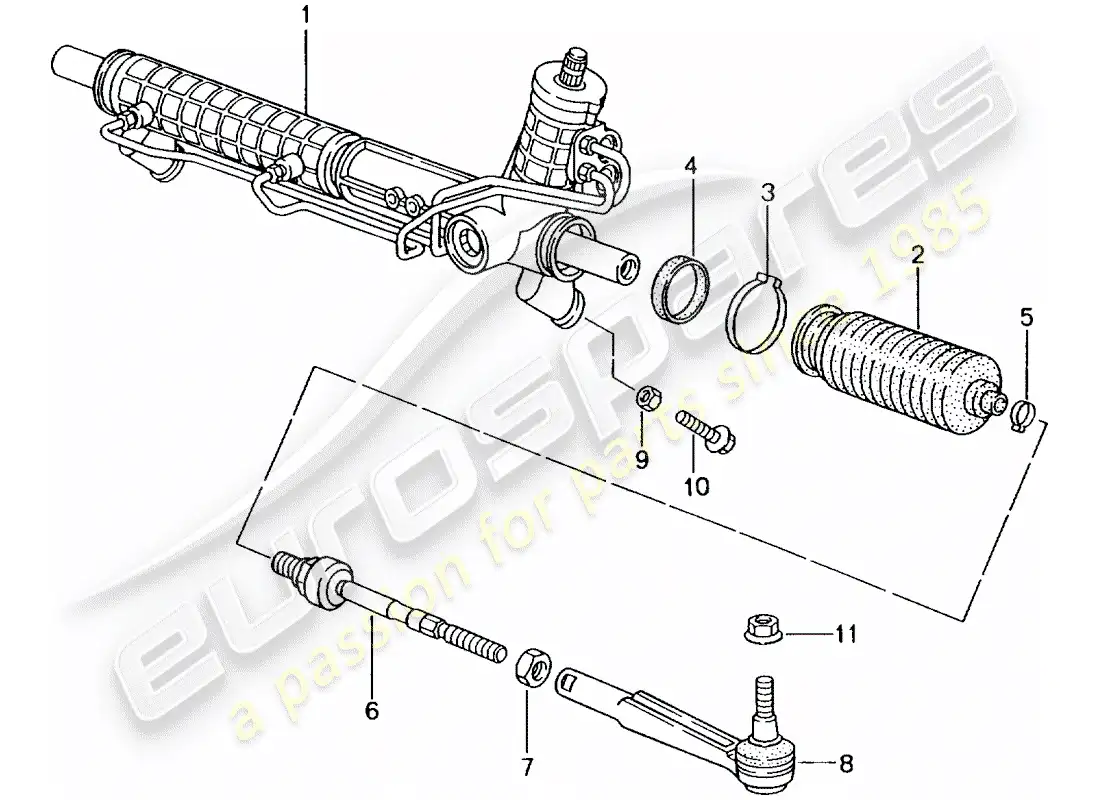 porsche 2004 (996 gt3) dirección asistida - engranaje de dirección - piezas de dirección diagrama de piezas