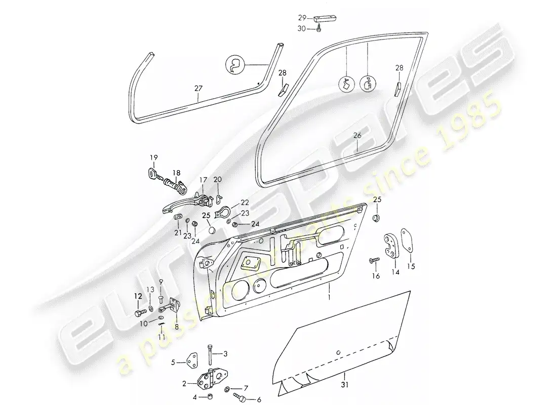 porsche 1972 (911) puertas - con piezas de instalación diagrama de piezas