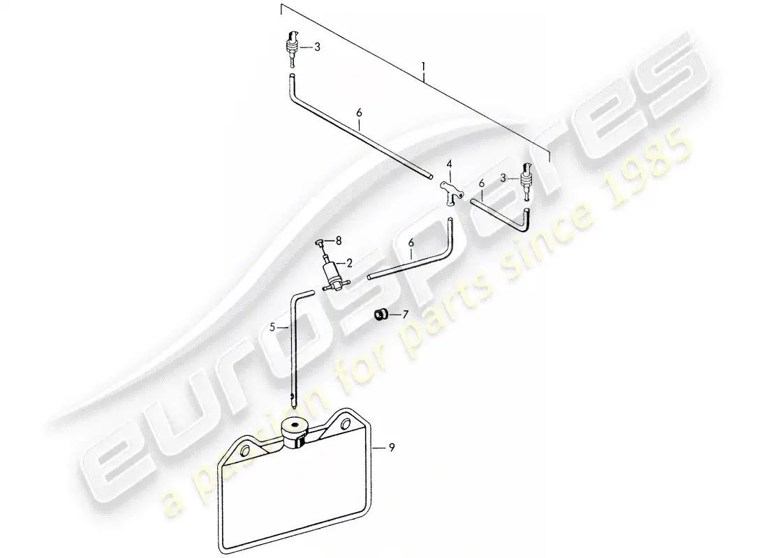 porsche 1958 (356/356a) windshield washer unit diagrama de piezas