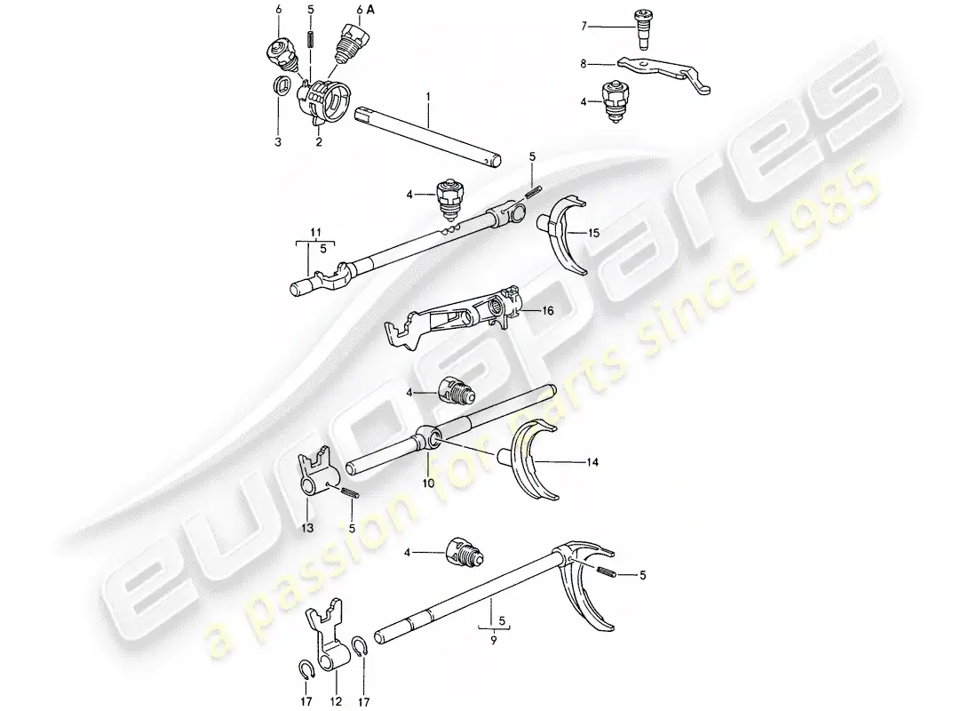 porsche 1994 (968) caja de cambios manual - varillas de cambio - horquillas de cambio diagrama de piezas
