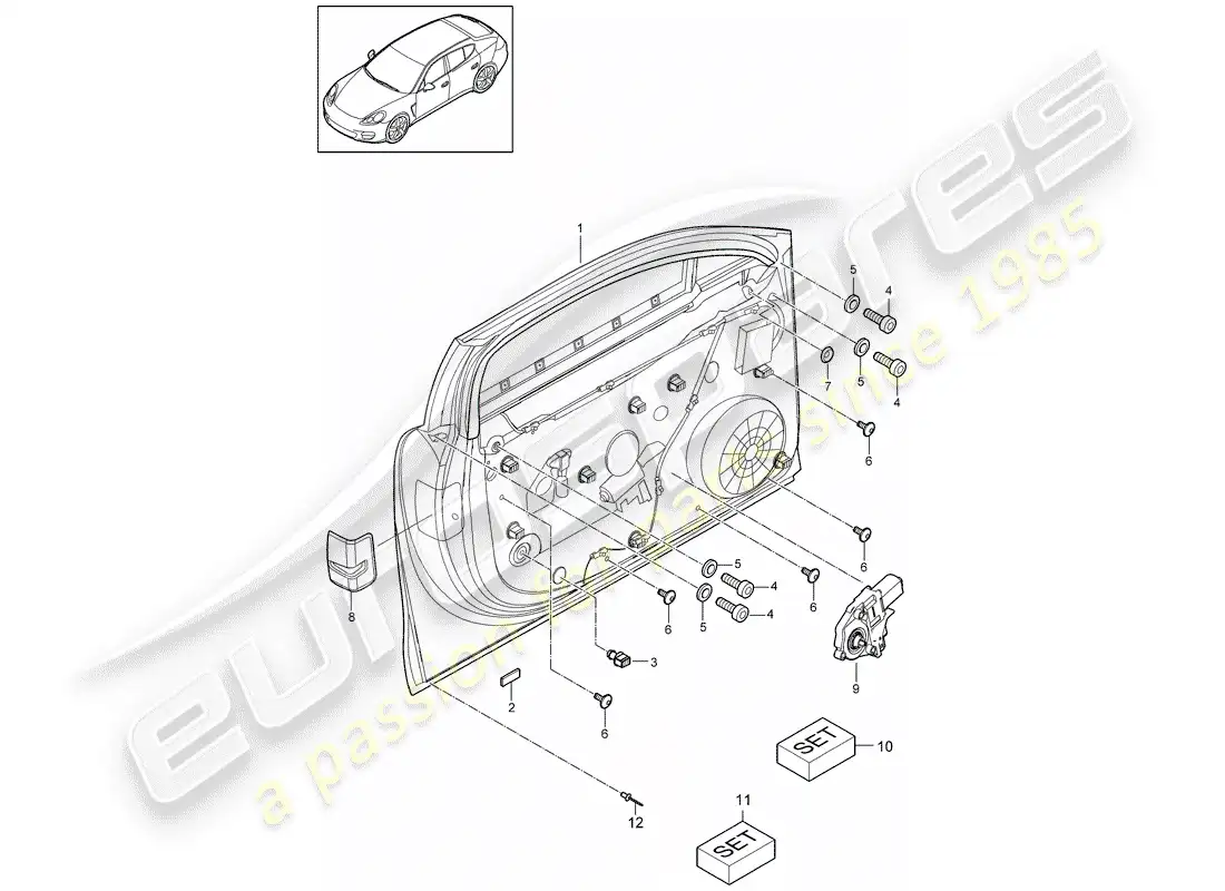porsche 2015 (panamera 970) regulador de ventana diagrama de piezas