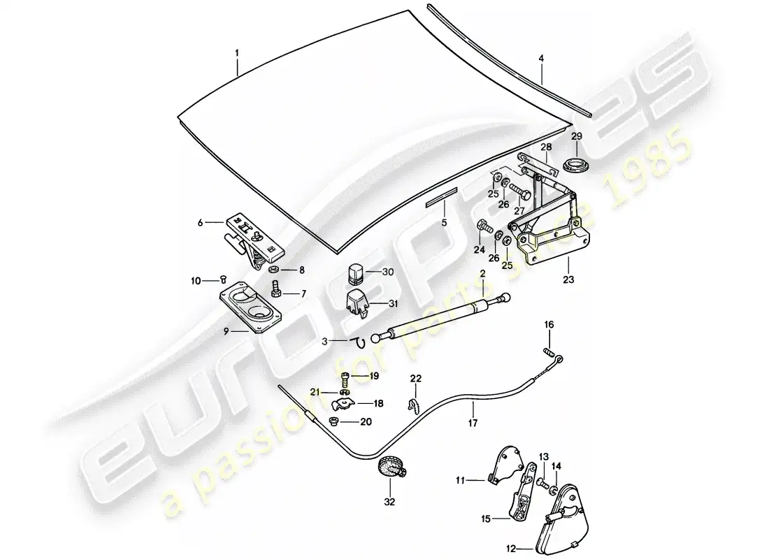 porsche 1985 (928) cubierta - sujetadores diagrama de piezas