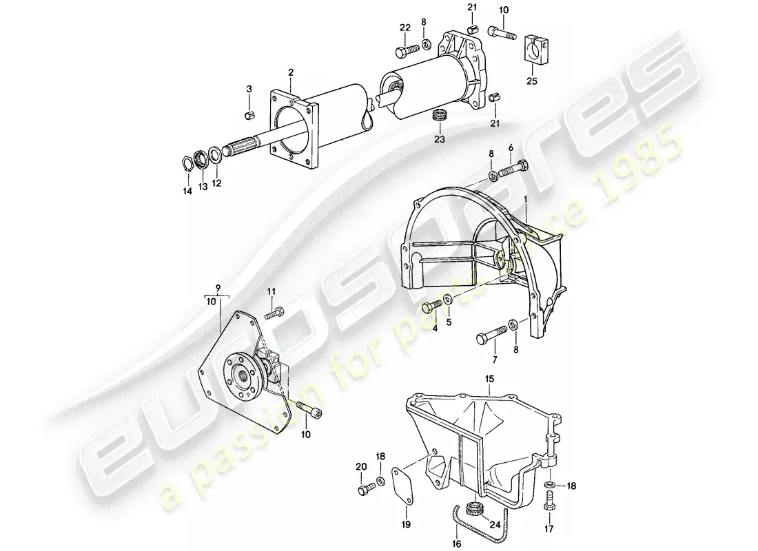 porsche 1985 (928) transmisión automática - tubo central diagrama de piezas
