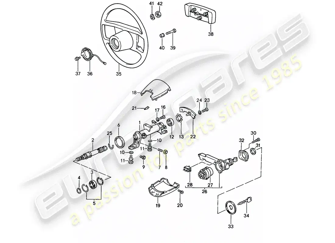 porsche 1987 (911) piezas de dirección diagrama de piezas