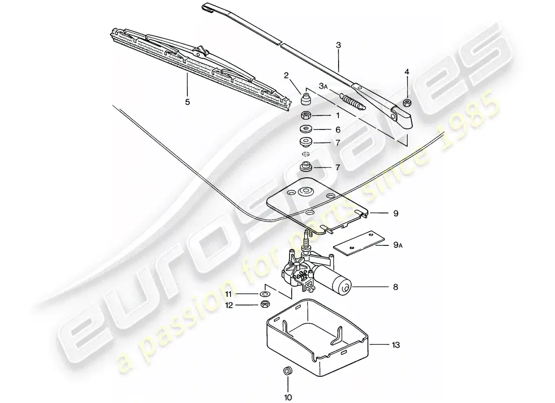 porsche 1979 (924) limpiaparabrisas trasero diagrama de piezas