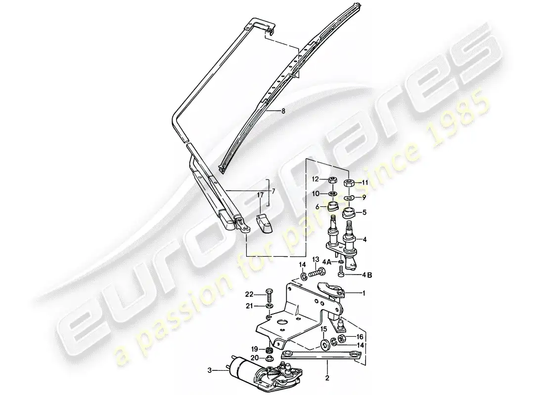 porsche 1981 (928) sistema de limpiaparabrisas diagrama de piezas