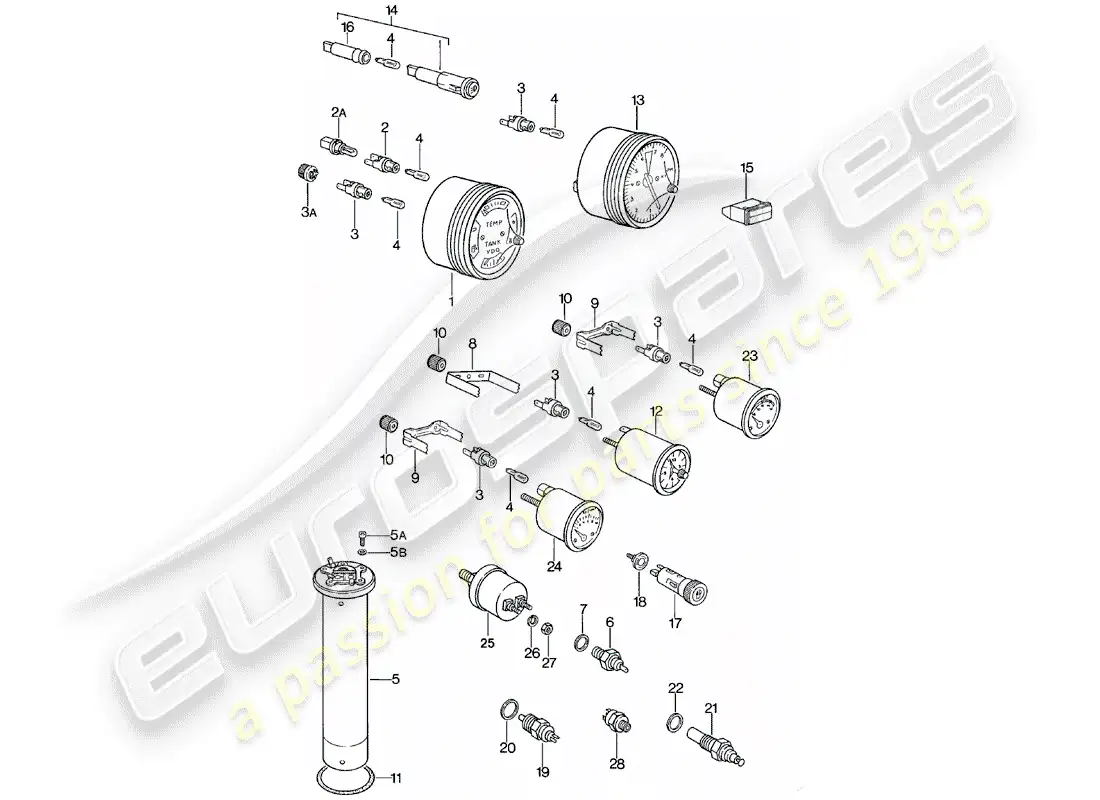 porsche 1983 (924) instruments diagrama de piezas