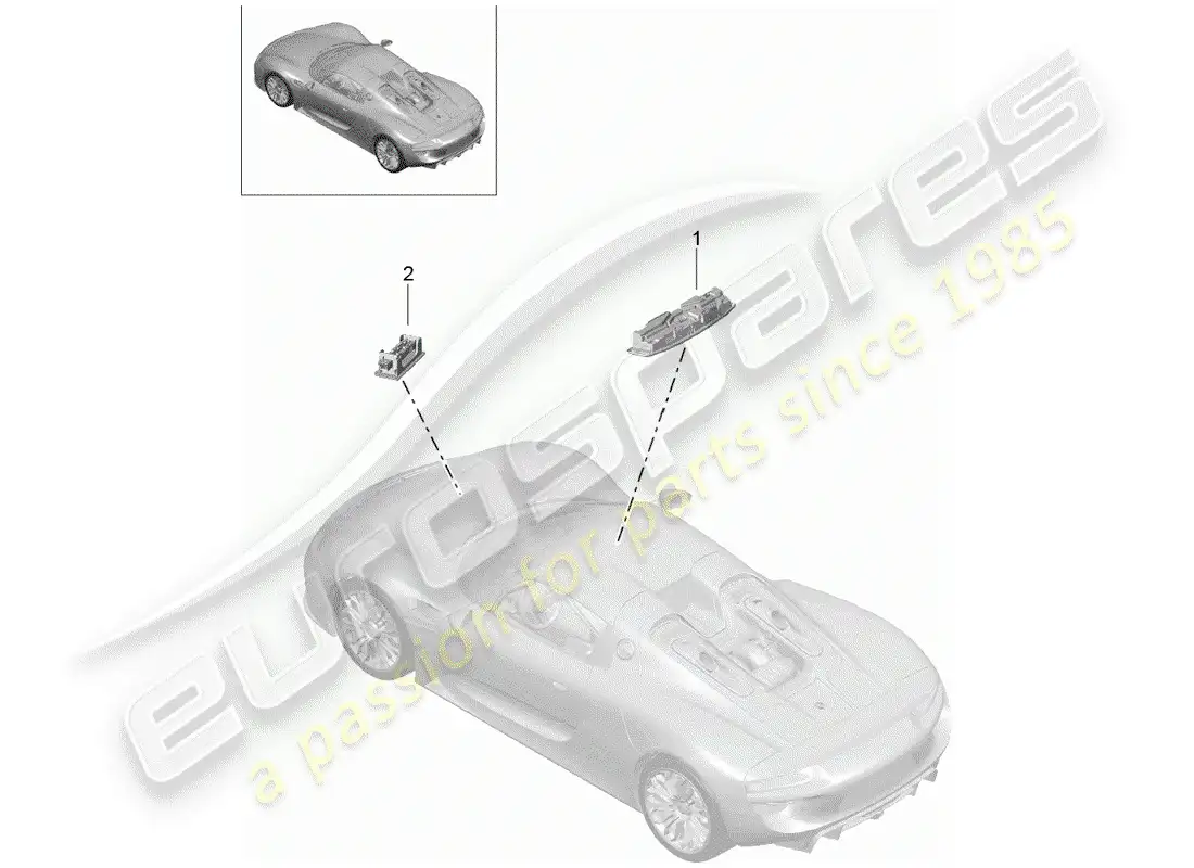 porsche 2015 (918 spyder) luces interiores diagrama de piezas