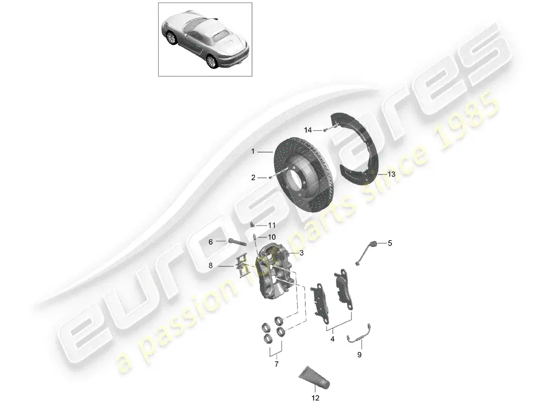 porsche 2020 (718 boxster) frenos de disco diagrama de piezas
