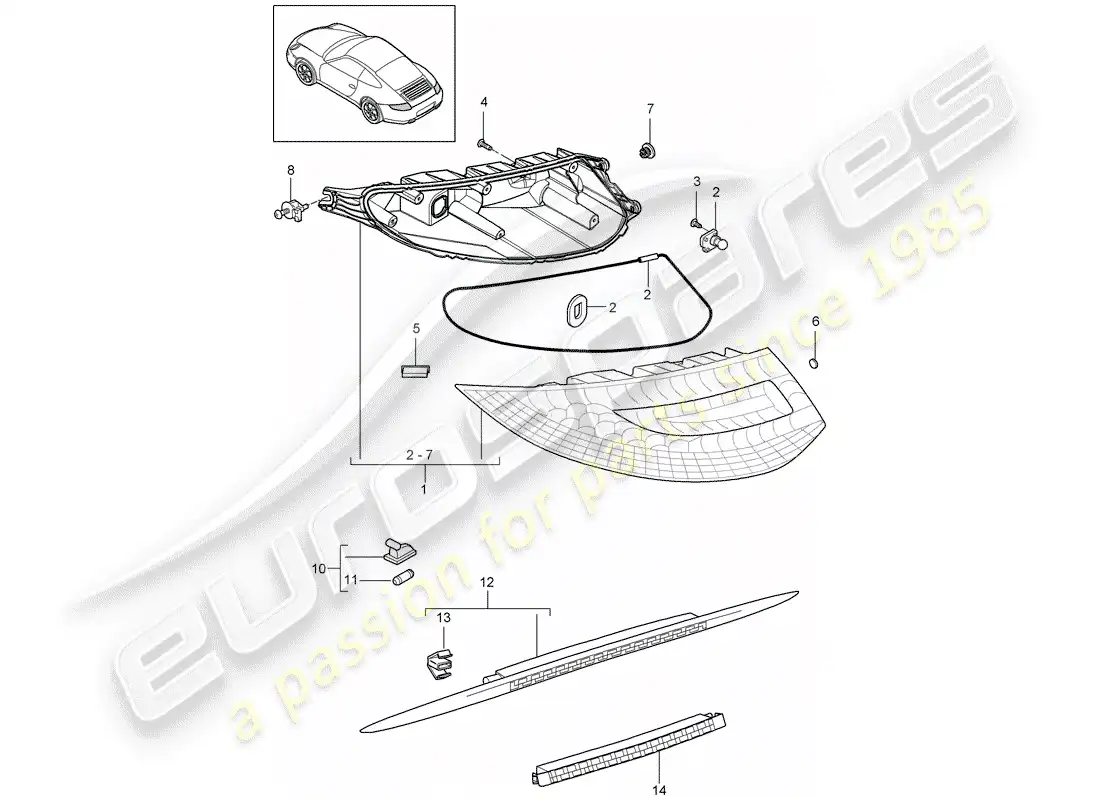 porsche 2010 (997-2) luz trasera diagrama de piezas
