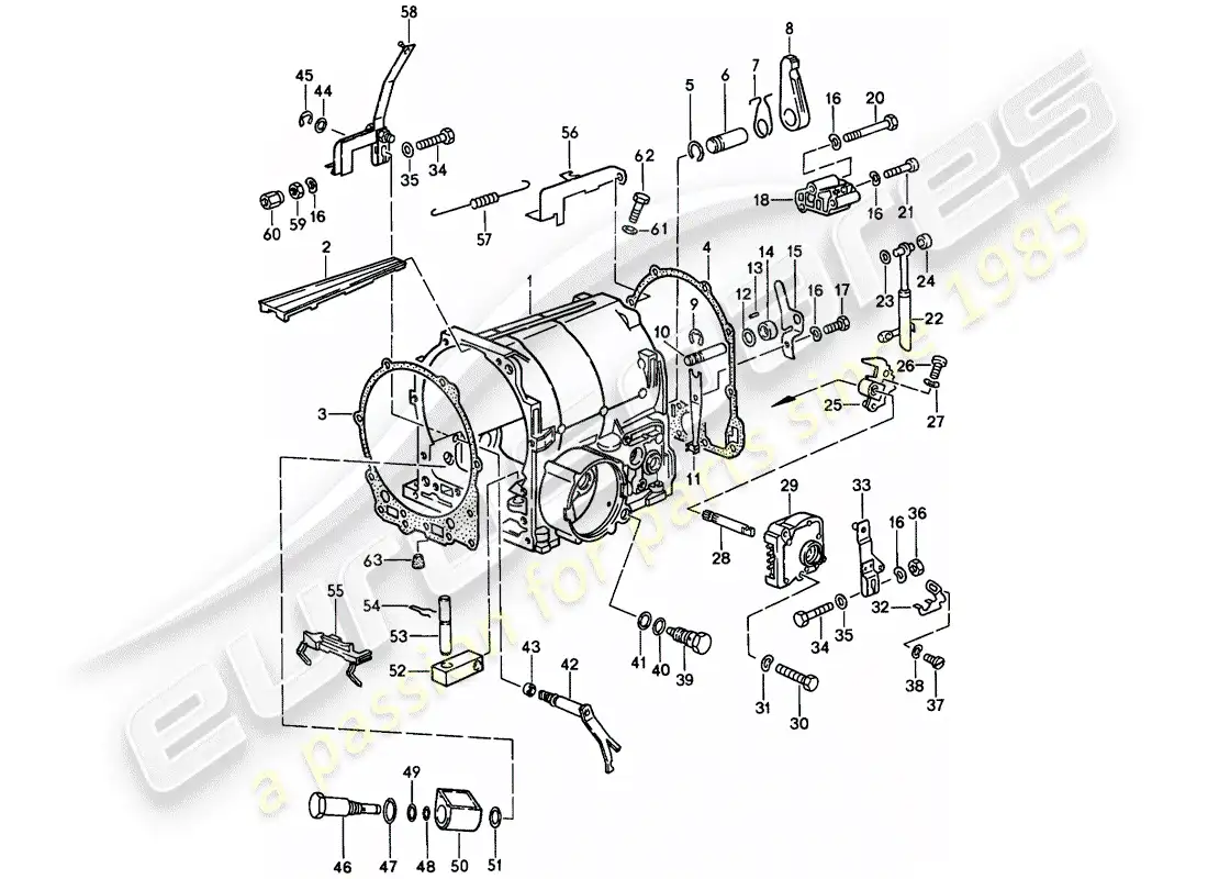 porsche 1982 (928) caso de transmisión - 2 - transmisión automática diagrama de piezas