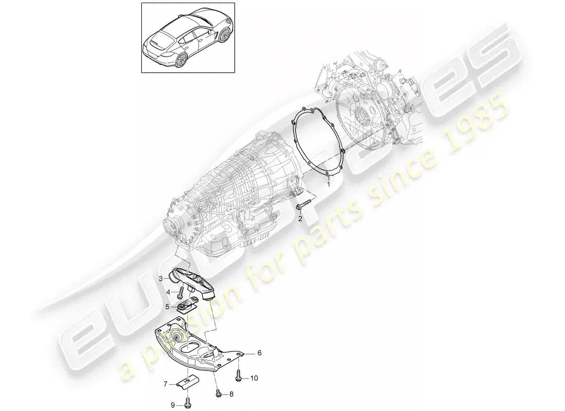 porsche 2011 (panamera 970) piezas de montaje para motor y diagrama de piezas