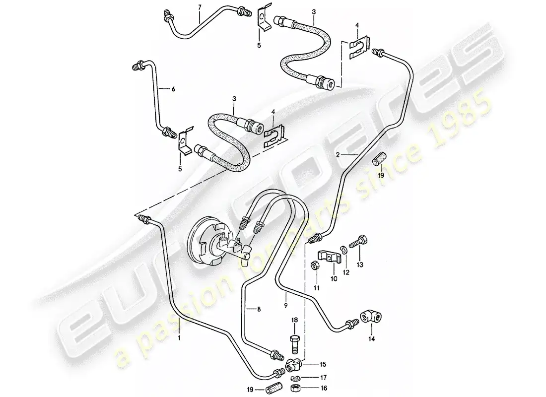 porsche 1981 (911) líneas de freno diagrama de piezas