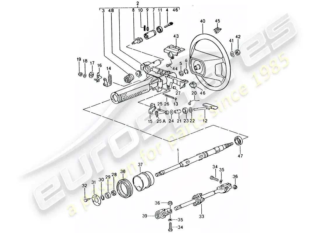 porsche 1992 (928) airbag - piezas de dirección - volante - - - ajuste de altura - para - volante - ver grupo - 4/03/05 diagrama de piezas