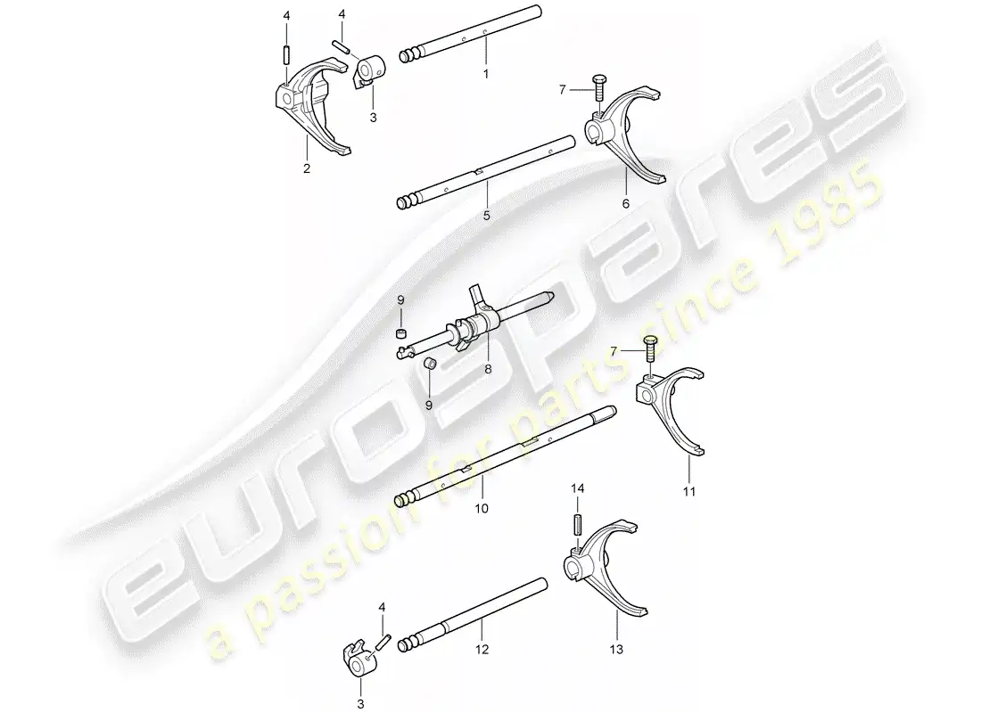 porsche 2009 997-2 turbo / gt2 eje selector diagrama de piezas