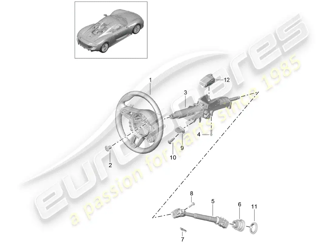 porsche 2015 (918 spyder) volantes diagrama de piezas
