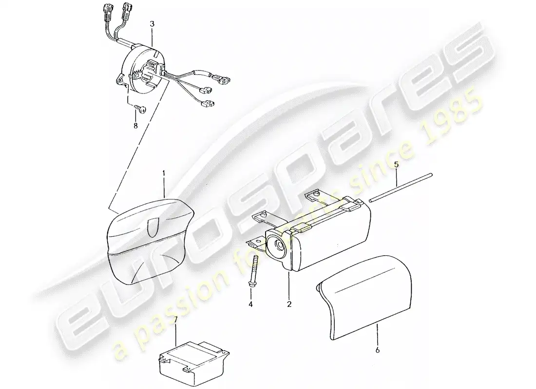 porsche 2005 (996 turbo / gt2) bolsa de aire diagrama de piezas