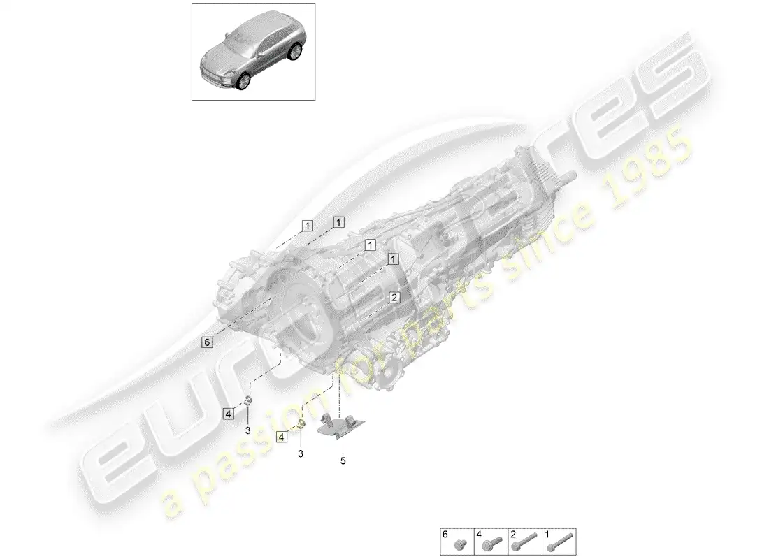 porsche 2019 (macan) piezas de montaje para motor y diagrama de piezas