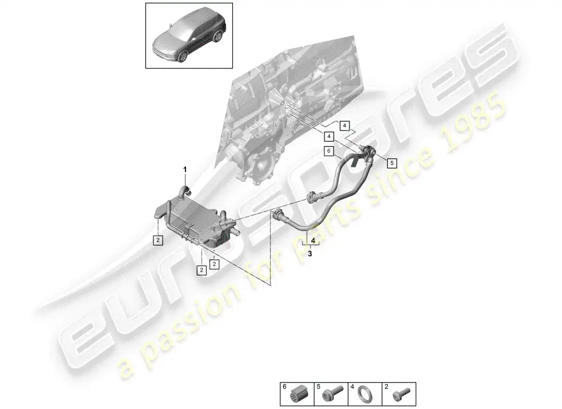 porsche 2018 (cayenne e3 9ya/9yb) 8-speed caja de cambios automática diagrama de piezas