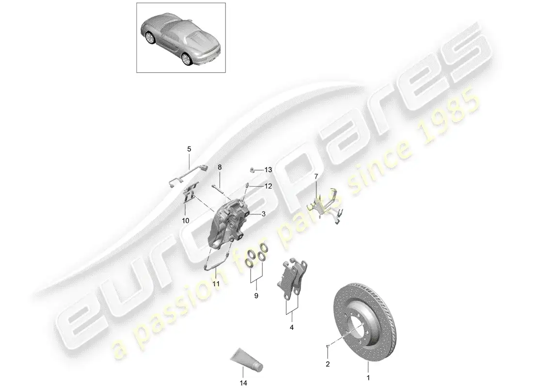 porsche 2016 (981 boxster spyder) frenos de disco diagrama de piezas