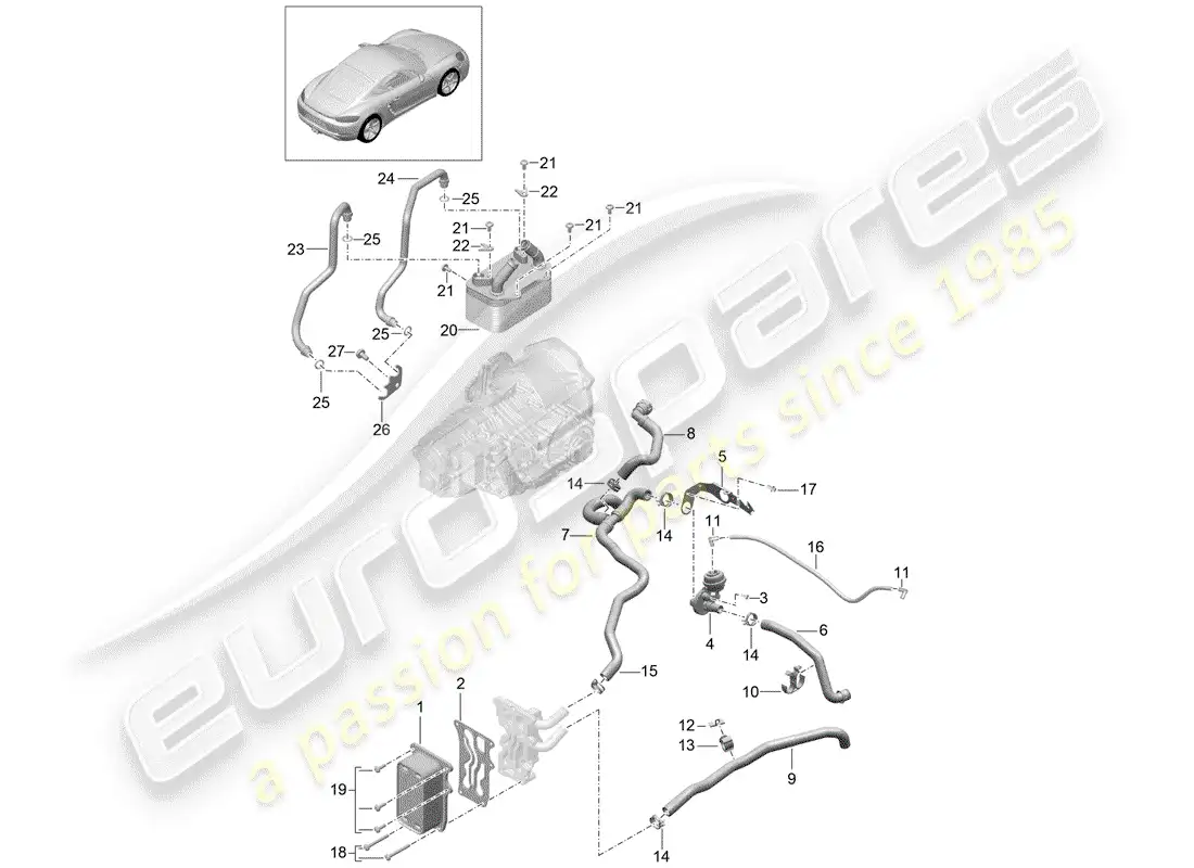 porsche 2017 (718 cayman) - pdk - diagrama de piezas