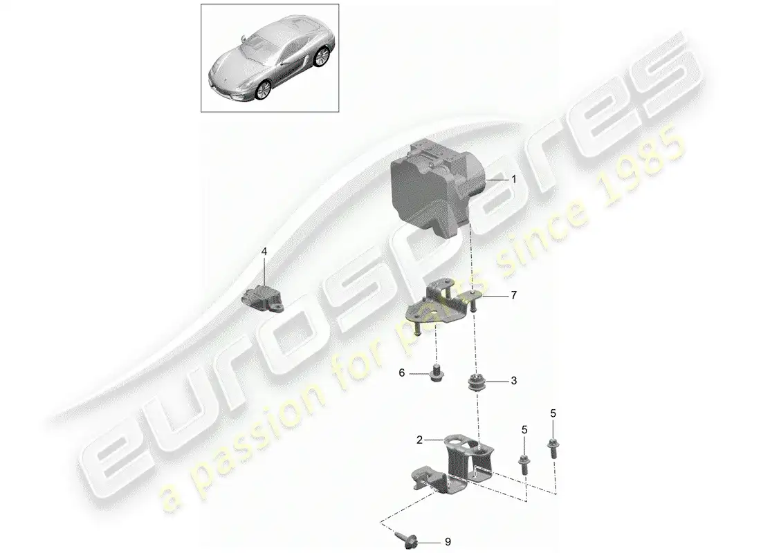 porsche 2016 (981 cayman) unidad hidraulica diagrama de piezas