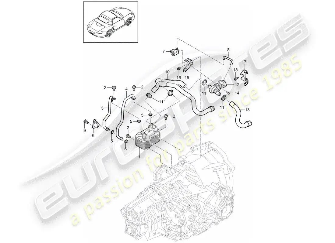 porsche 2012 (987 boxster) - pdk - diagrama de piezas