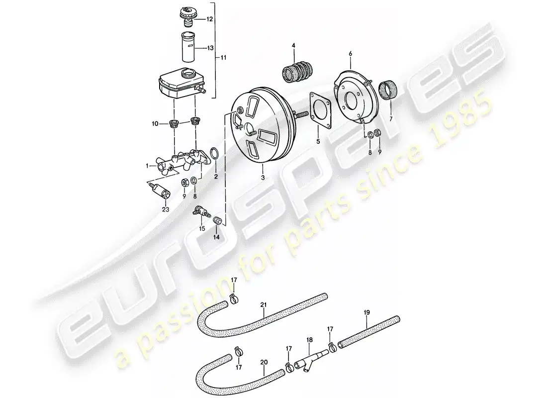 porsche 1986 (924s) cilindro maestro de freno - refuerzo de freno - depósito diagrama de piezas