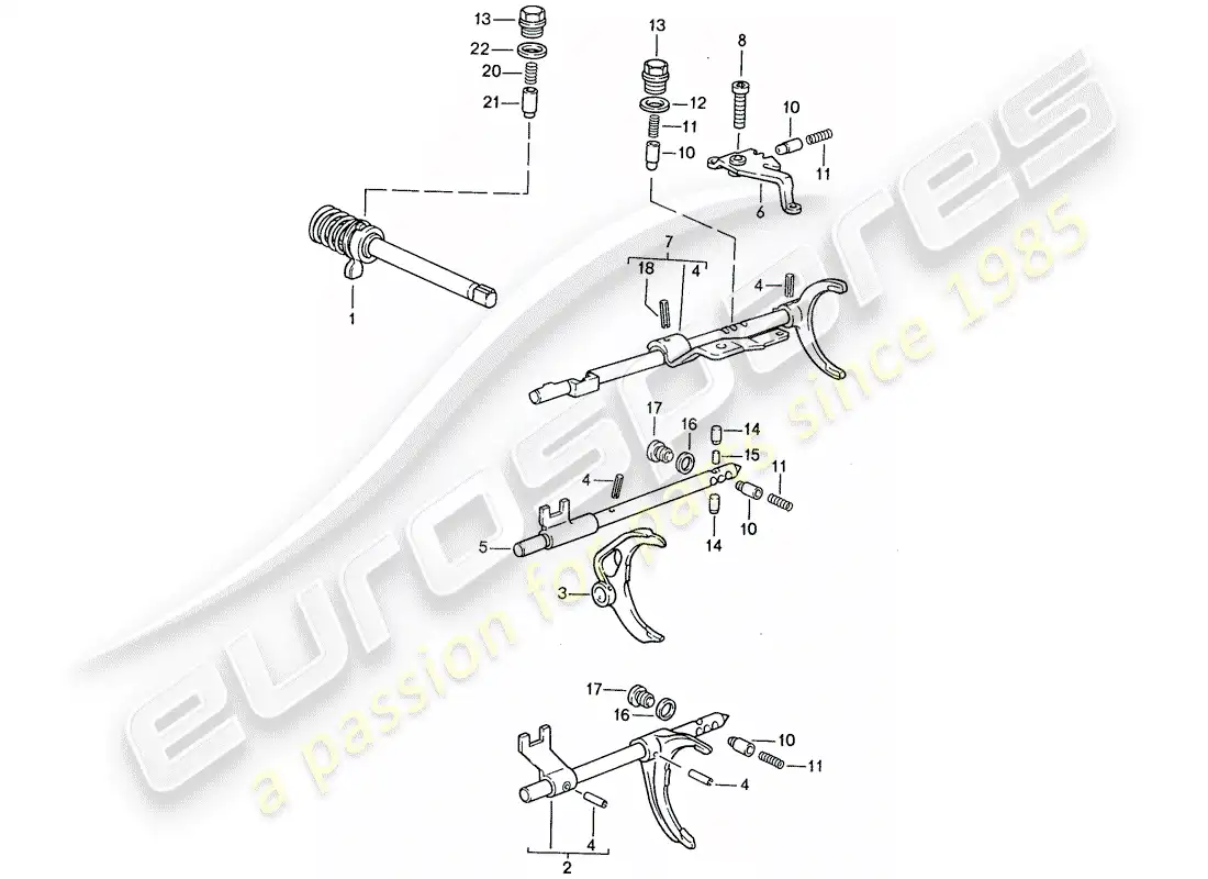 porsche 1991 (944) control de transmisión - para - caja de cambios manual diagrama de piezas