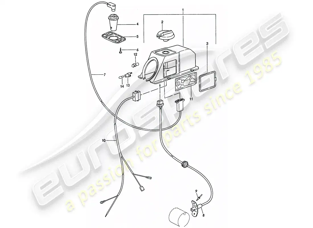 porsche 1975 (911) mecanismo de control - para - calentador diagrama de piezas
