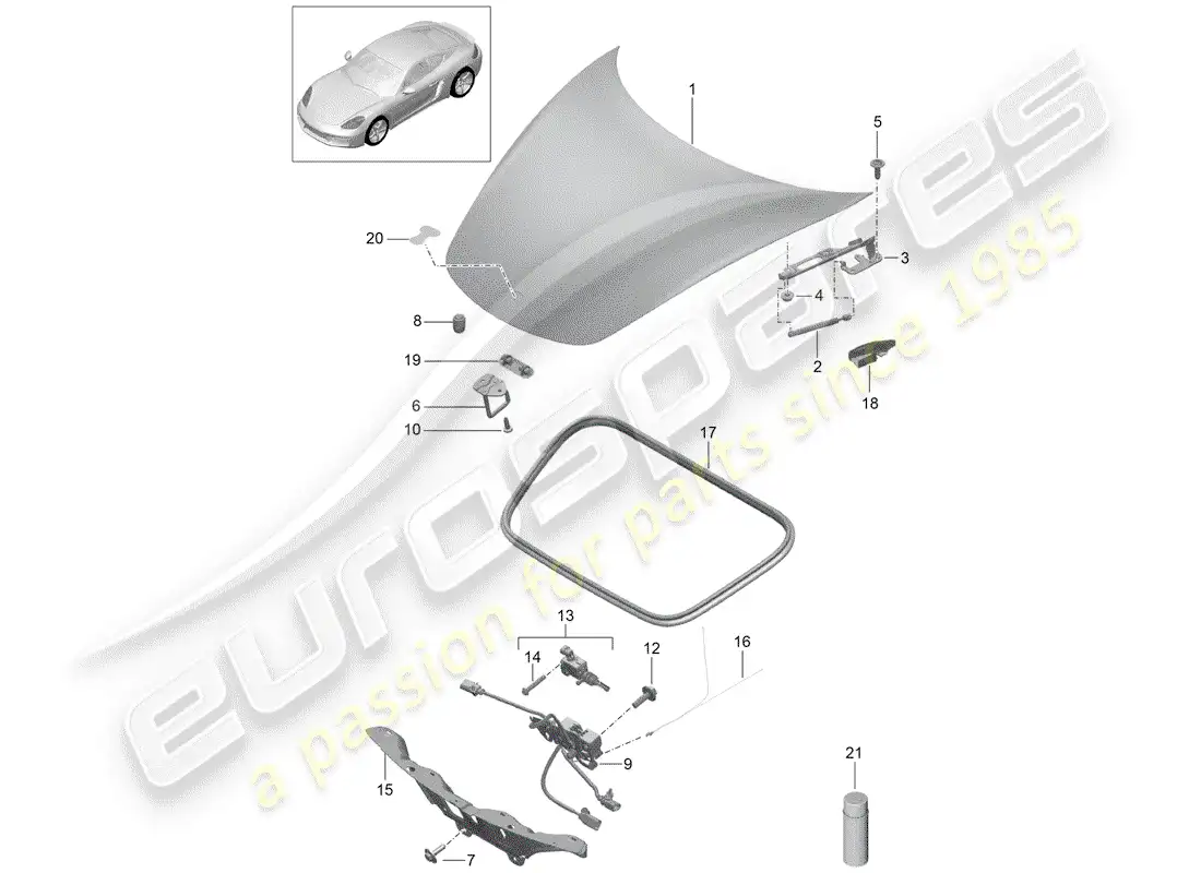 porsche 2018 (718 cayman) cubrir diagrama de piezas