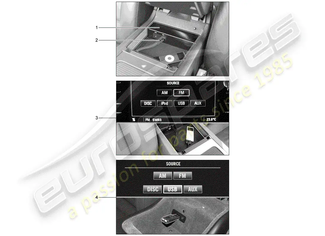porsche 2011 (tequipment cayenne) interfaz multimedia diagrama de piezas