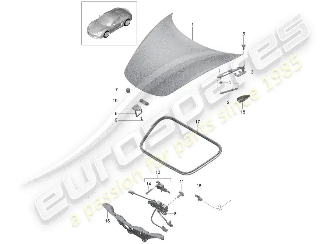 porsche 2016 (981 boxster spyder) cubrir diagrama de piezas