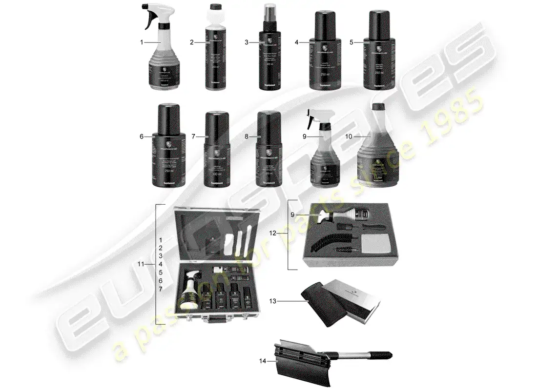porsche 2012 (tequipment) agente de limpieza diagrama de piezas