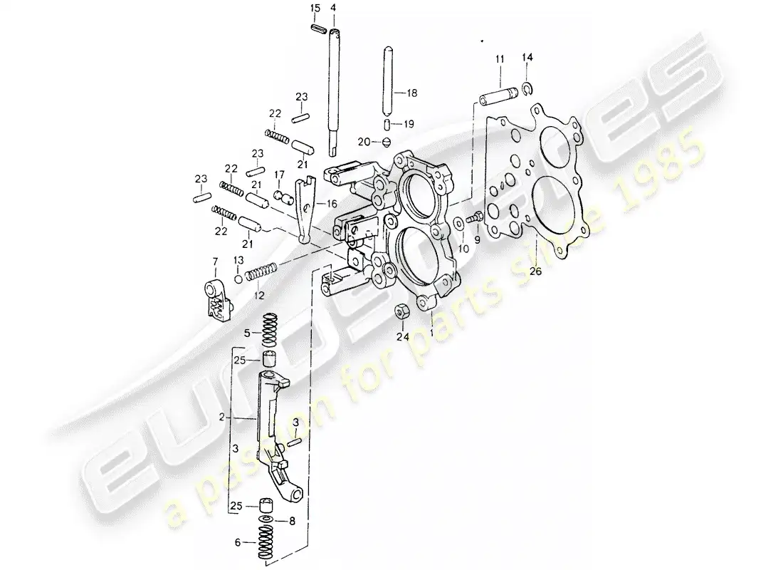 porsche 1993 (964) placa tensora - dispositivo de bloqueo del control de cambios diagrama de piezas
