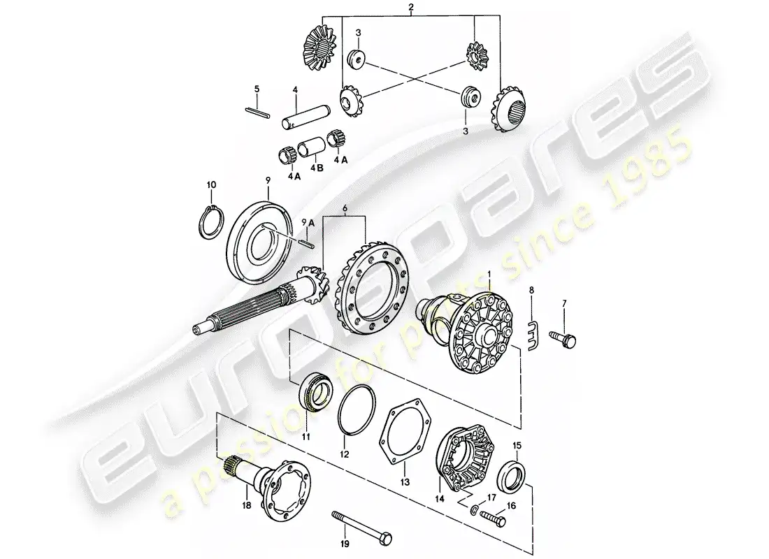 porsche 1985 (928) diferencial - caja de cambios manual - d >> - mj 1984 diagrama de piezas