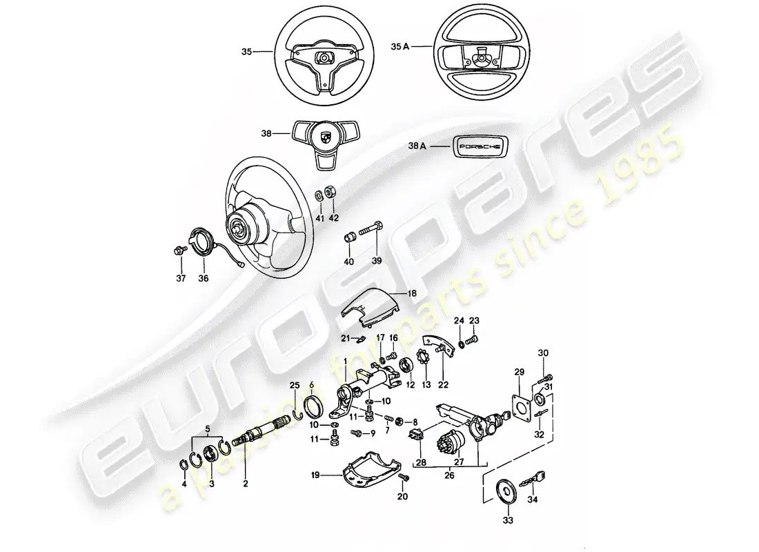 porsche 1985 (911) piezas de dirección diagrama de piezas