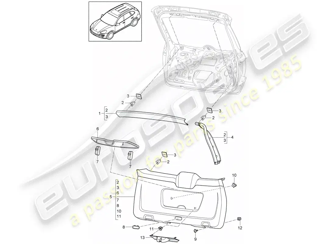 porsche 2017 (cayenne e2 92a) adornos diagrama de piezas