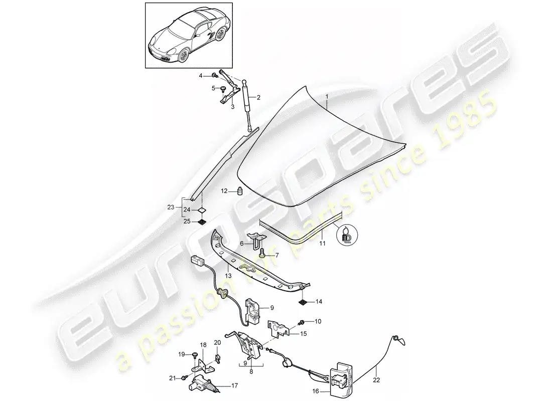 porsche 2009 (987 cayman) cubrir diagrama de piezas