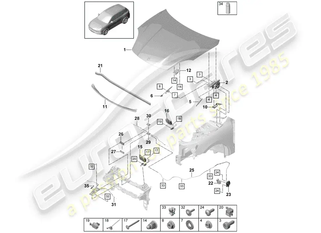 porsche 2018 (cayenne e3 9ya/9yb) cubrir diagrama de piezas