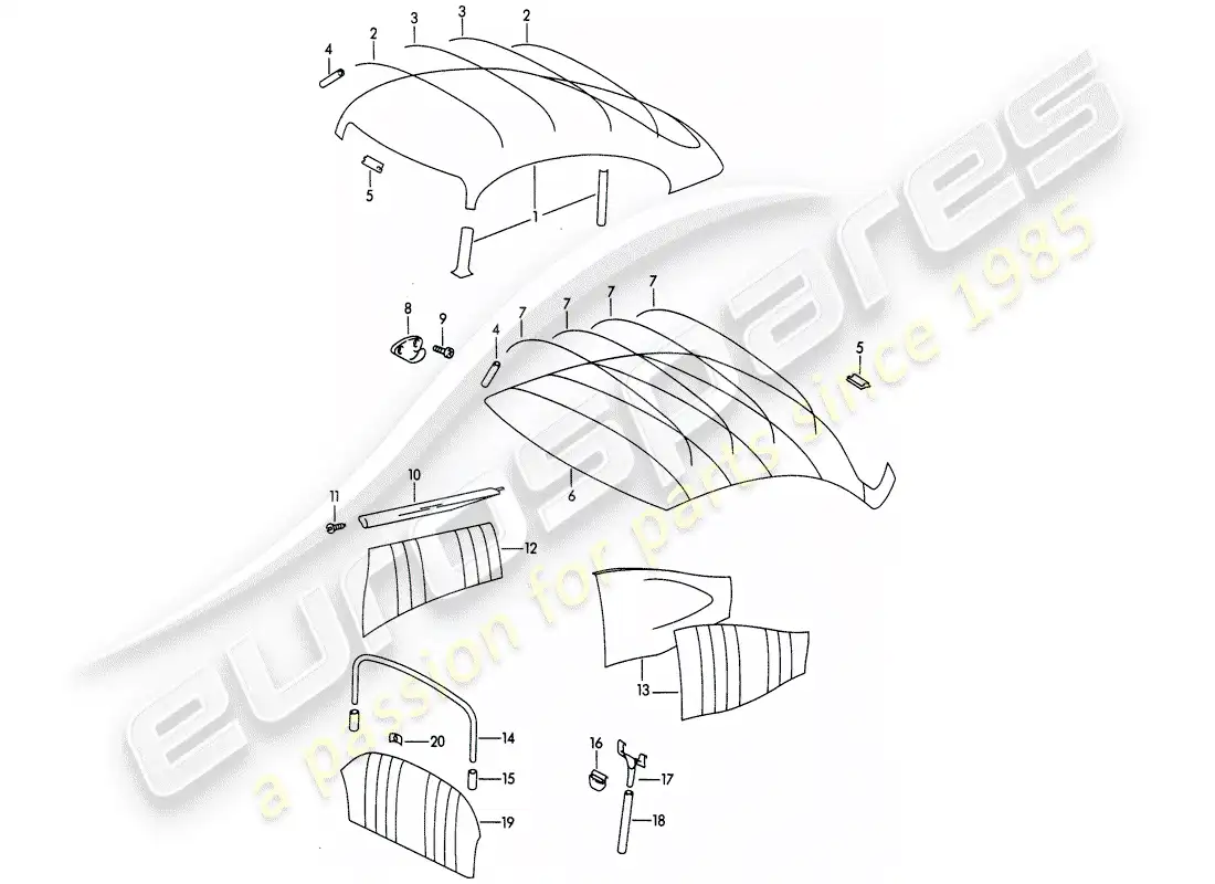 porsche 1962 (356b/356c) adornos - equipamiento interior diagrama de piezas