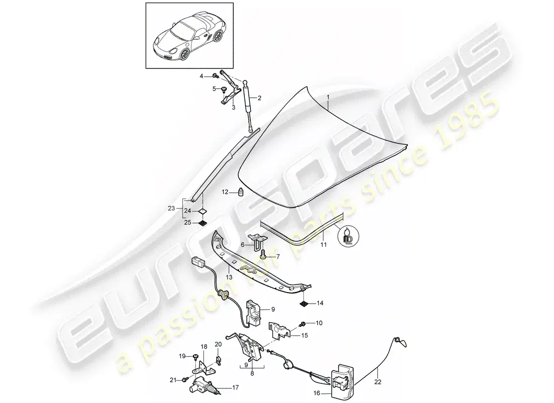porsche 2012 (987 boxster) cubrir diagrama de piezas