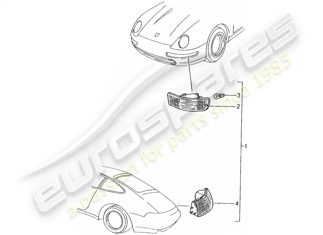 porsche 1989 (tequipment) señal de giro diagrama de piezas