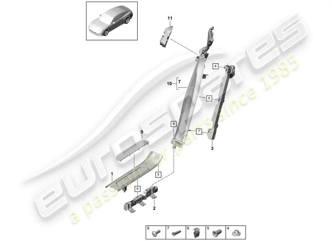 porsche 2018 (panamera 971-1) embellecedor del panel de umbral diagrama de piezas