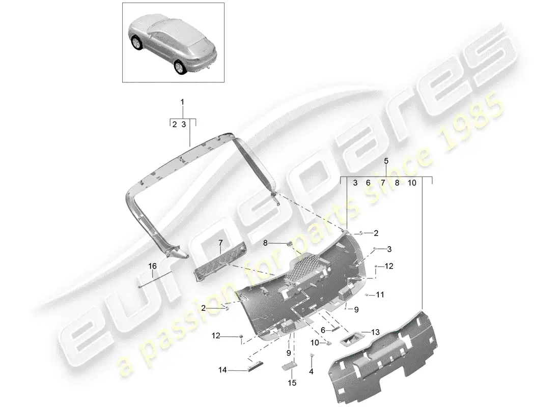 porsche 2018 (macan) diagrama de piezas de trims