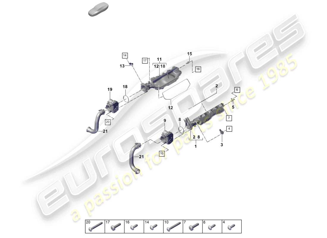 porsche 2024 (panamera 976) diagrama de piezas del colector de admisión