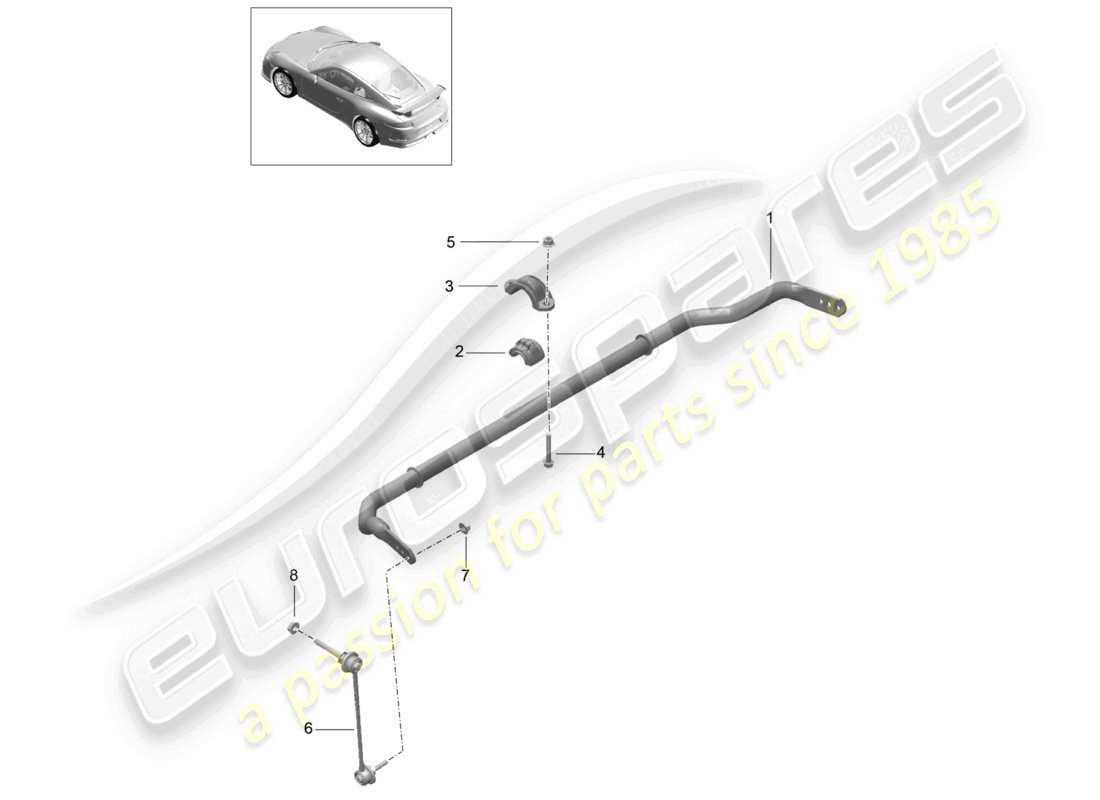 porsche 2021 (991-2 r/gt3/rs) barra estabilizadora d - mj 2019>>diagrama de piezas del speedster
