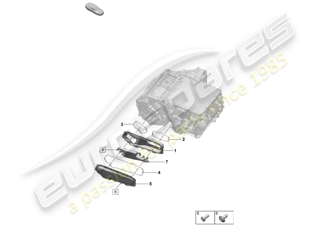 porsche 2025 (macan-e) electrónica de potencia y control para accionamiento eléctrico piezas individuales puente de conexión eje trasero diagrama de piezas