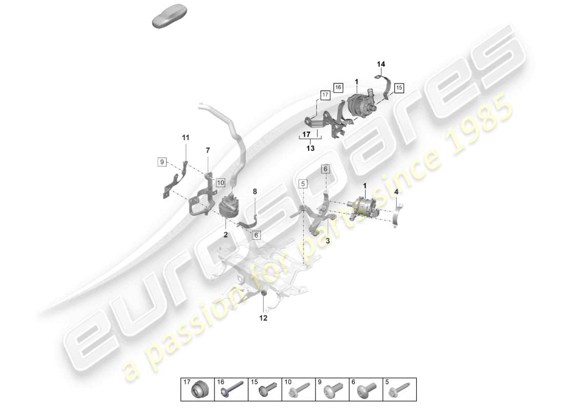 porsche 2023 (taycan 9j1-1) bomba de refrigerante d - mj 2021>> diagrama de piezas